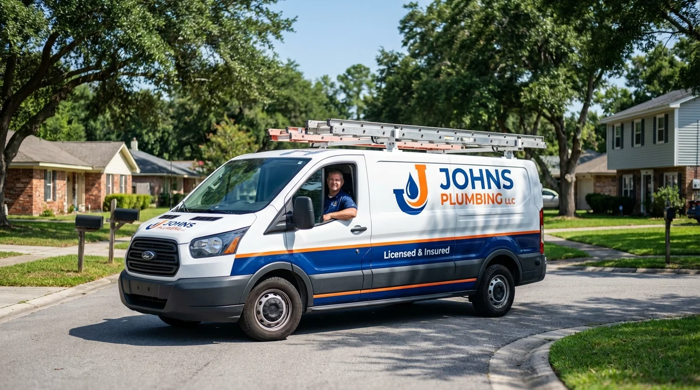 Johns Plumbing LLC service van in Rockport, IN